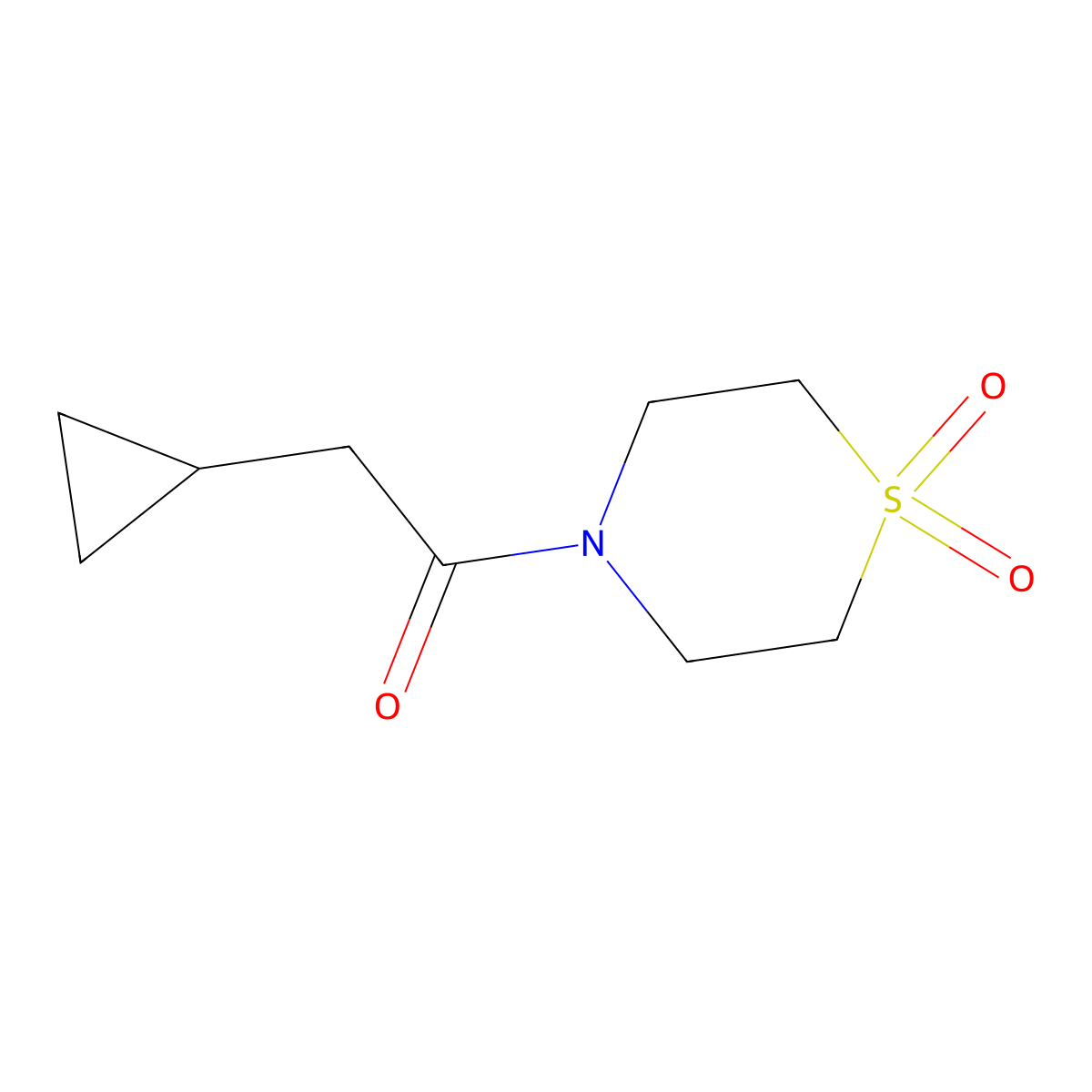 2-Cyclopropyl-1-(1,1-dioxidothiomorpholino)ethanone molecular structure, CAS 2034376-59-3