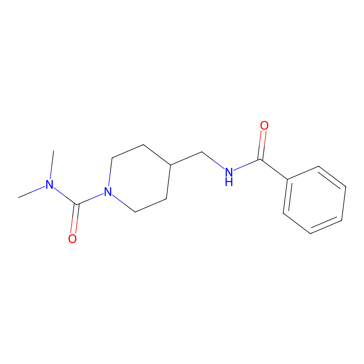 4-(benzamidomethyl)-N,N-dimethylpiperidine-1-carboxamide molecular structure, CAS 2034376-65-1