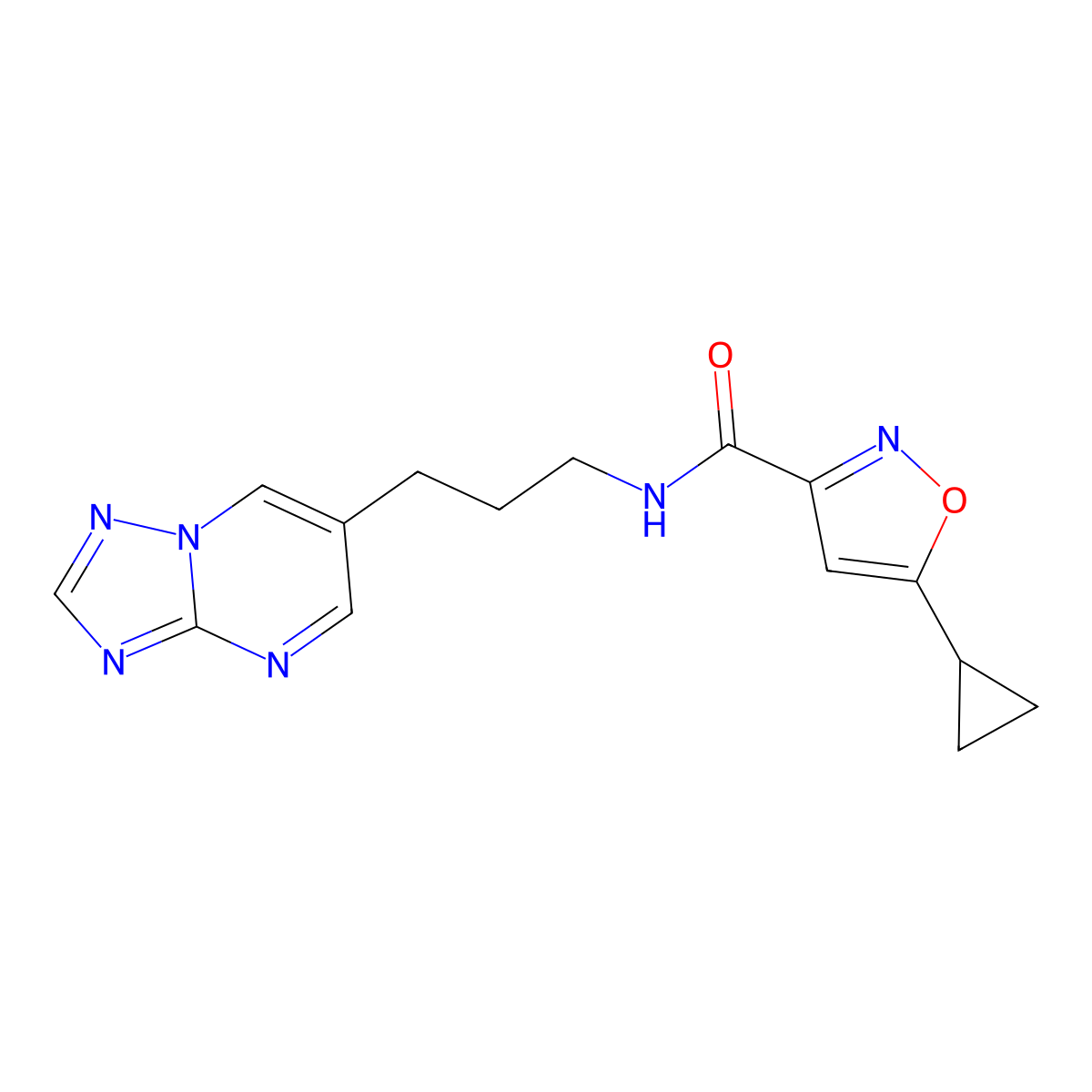 N-(3-([1,2,4]triazolo[1,5-a]pyrimidin-6-yl)propyl)-5-cyclopropylisoxazole-3-carboxamide molecular structure, CAS 2034376-66-2