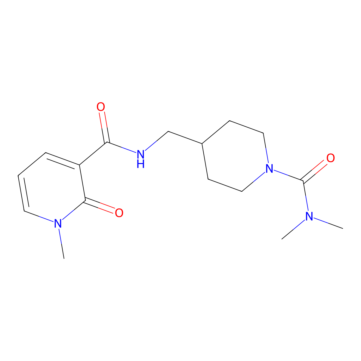 N-{[1-(dimethylcarbamoyl)piperidin-4-yl]methyl}-1-methyl-2-oxo-1,2-dihydropyridine-3-carboxamide molecular structure, CAS 2034376-73-1