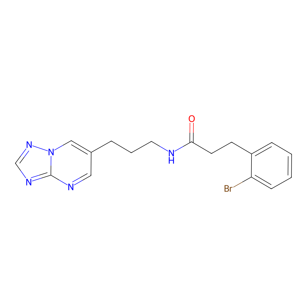 N-(3-([1,2,4]triazolo[1,5-a]pyrimidin-6-yl)propyl)-3-(2-bromophenyl)propanamide molecular structure, CAS 2034376-80-0