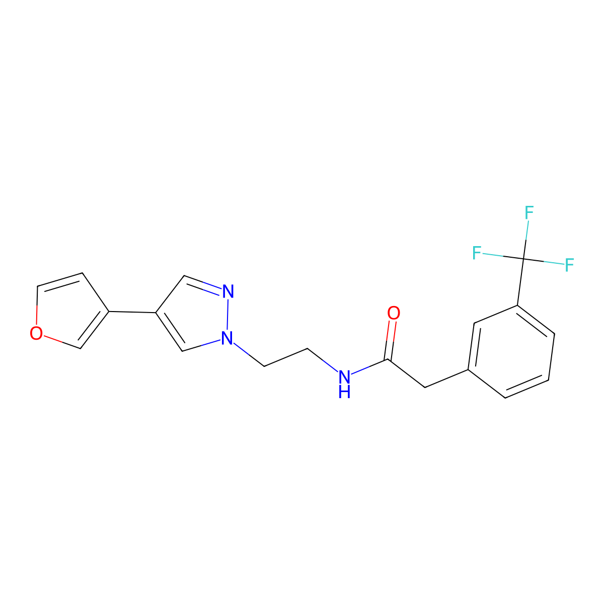 N-{2-[4-(furan-3-yl)-1H-pyrazol-1-yl]ethyl}-2-[3-(trifluoromethyl)phenyl]acetamide molecular structure, CAS 2034376-82-2