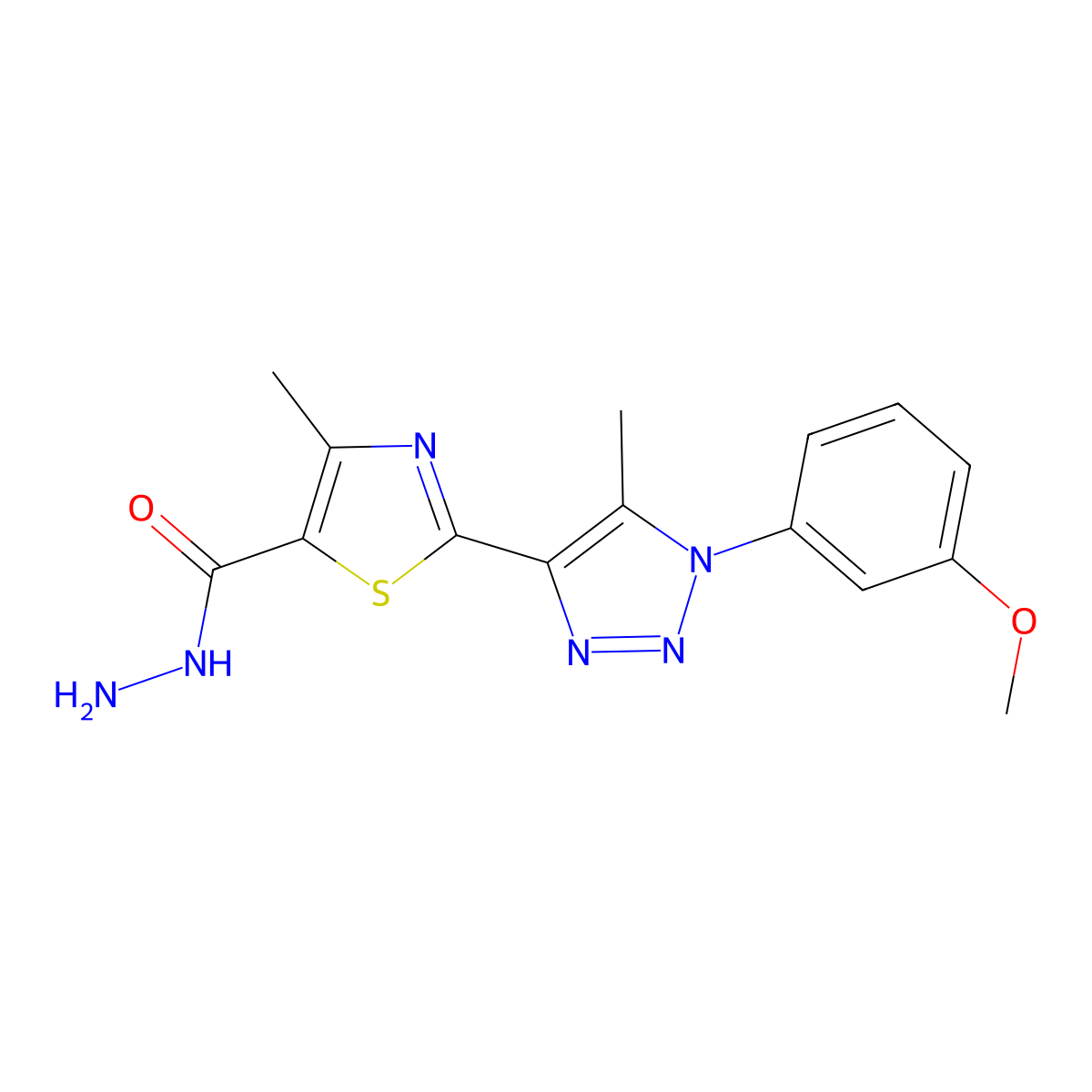 2-(1-(3-methoxyphenyl)-5-methyl-1H-1,2,3-triazol-4-yl)-4-methylthiazole-5-carbohydrazide molecular structure, CAS 2034376-86-6