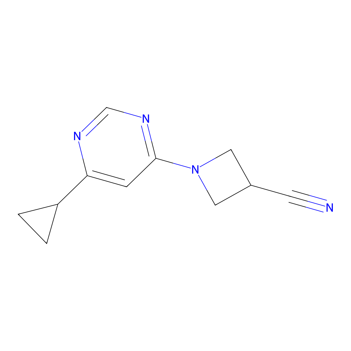 1-(6-Cyclopropylpyrimidin-4-yl)azetidine-3-carbonitrile molecular structure, CAS 2034376-87-7
