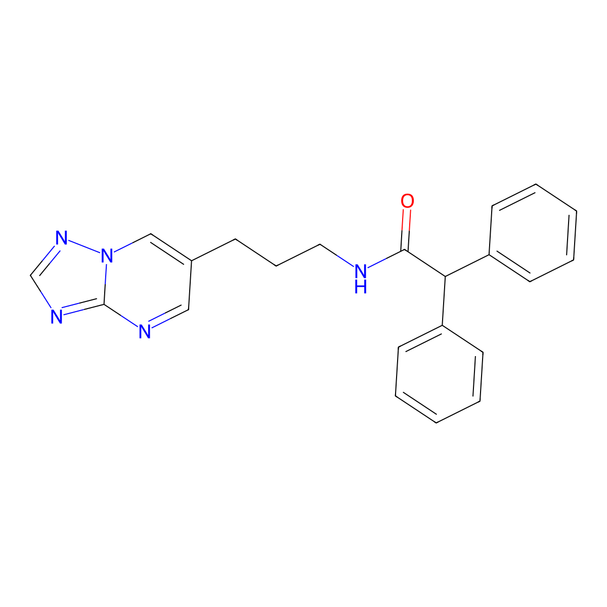 N-(3-([1,2,4]triazolo[1,5-a]pyrimidin-6-yl)propyl)-2,2-diphenylacetamide molecular structure, CAS 2034376-99-1