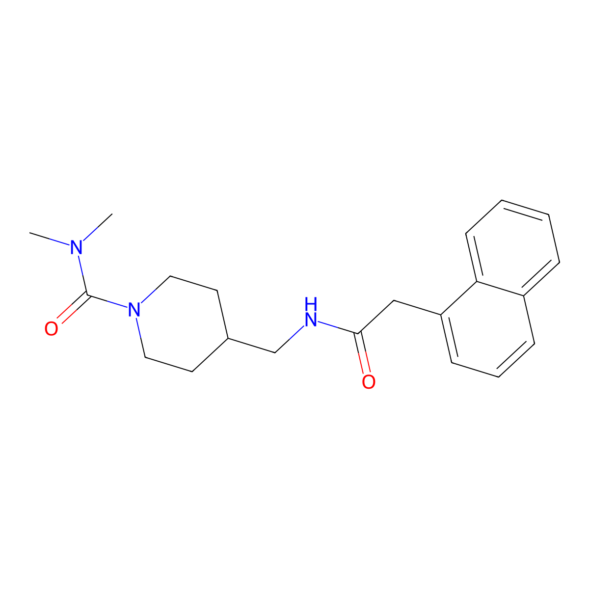 N,N-dimethyl-4-{[2-(naphthalen-1-yl)acetamido]methyl}piperidine-1-carboxamide molecular structure, CAS 2034377-02-9