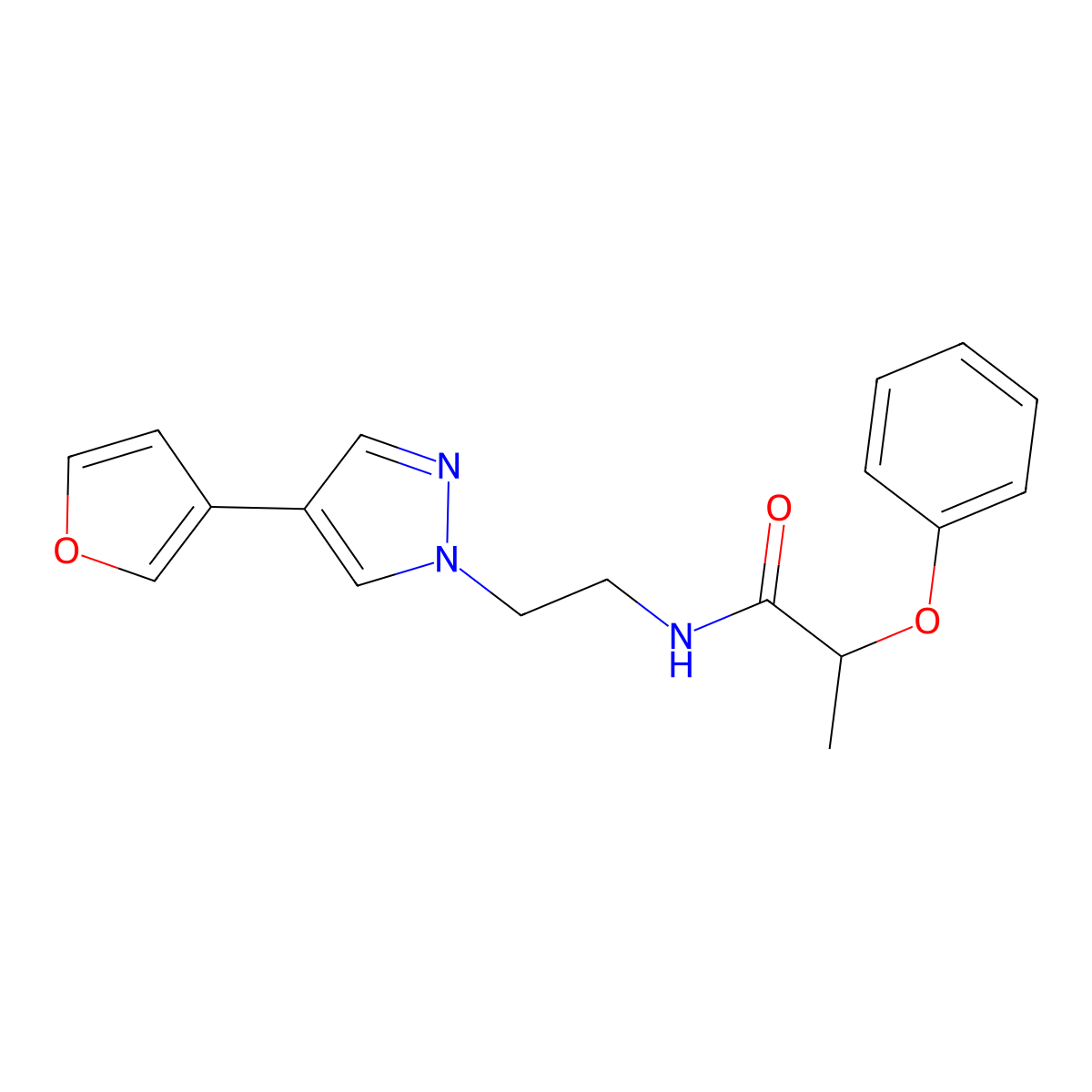 N-{2-[4-(furan-3-yl)-1H-pyrazol-1-yl]ethyl}-2-phenoxypropanamide molecular structure, CAS 2034377-07-4