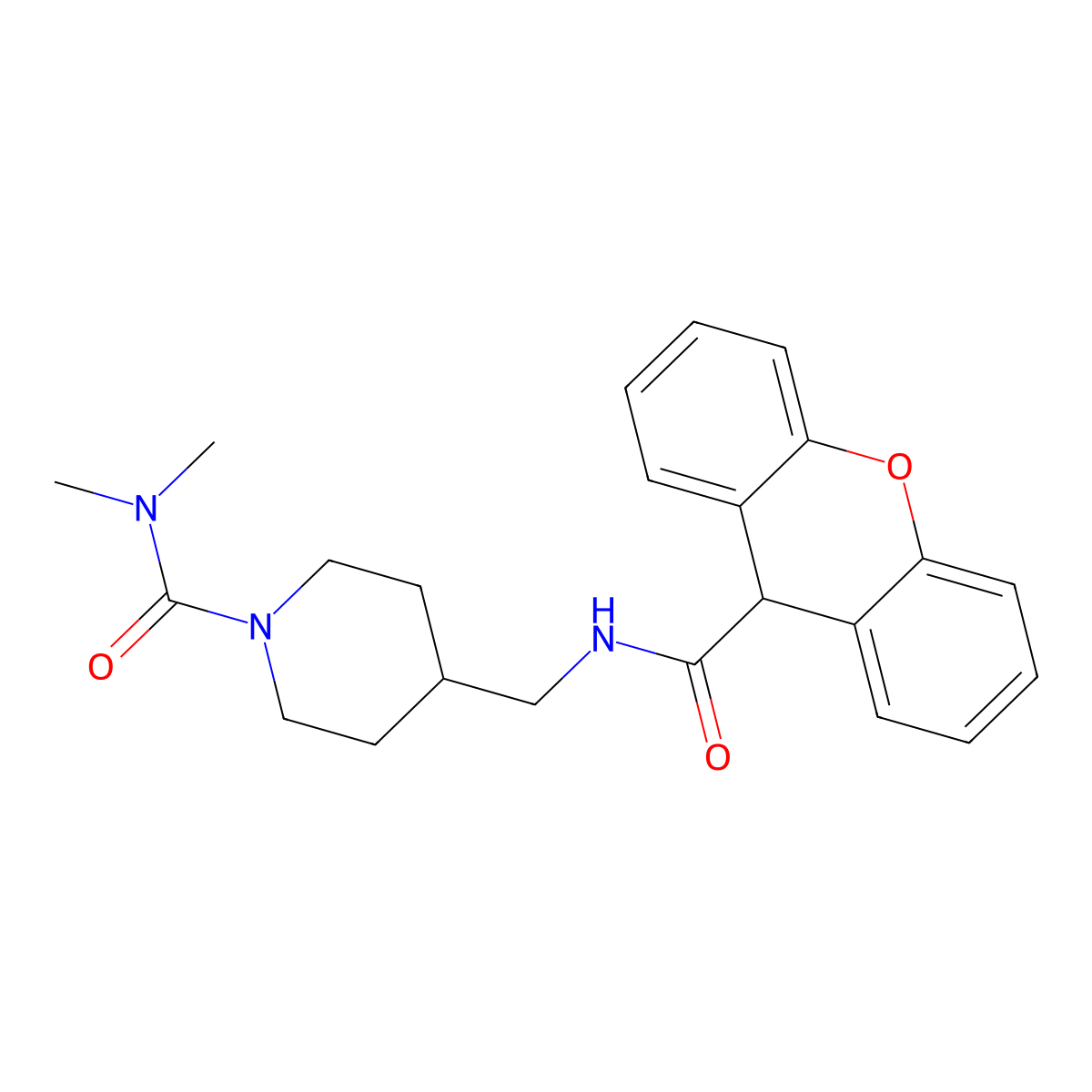 4-((9H-xanthene-9-carboxamido)methyl)-N,N-dimethylpiperidine-1-carboxamide molecular structure, CAS 2034377-10-9