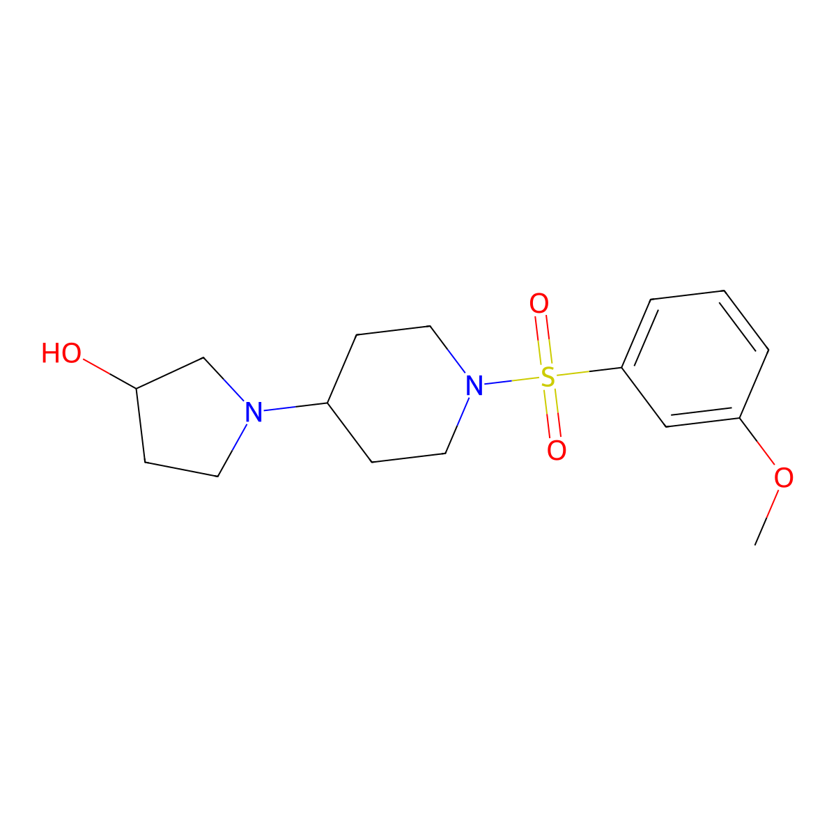 1-(1-((3-Methoxyphenyl)sulfonyl)piperidin-4-yl)pyrrolidin-3-ol molecular structure, CAS 2034377-16-5