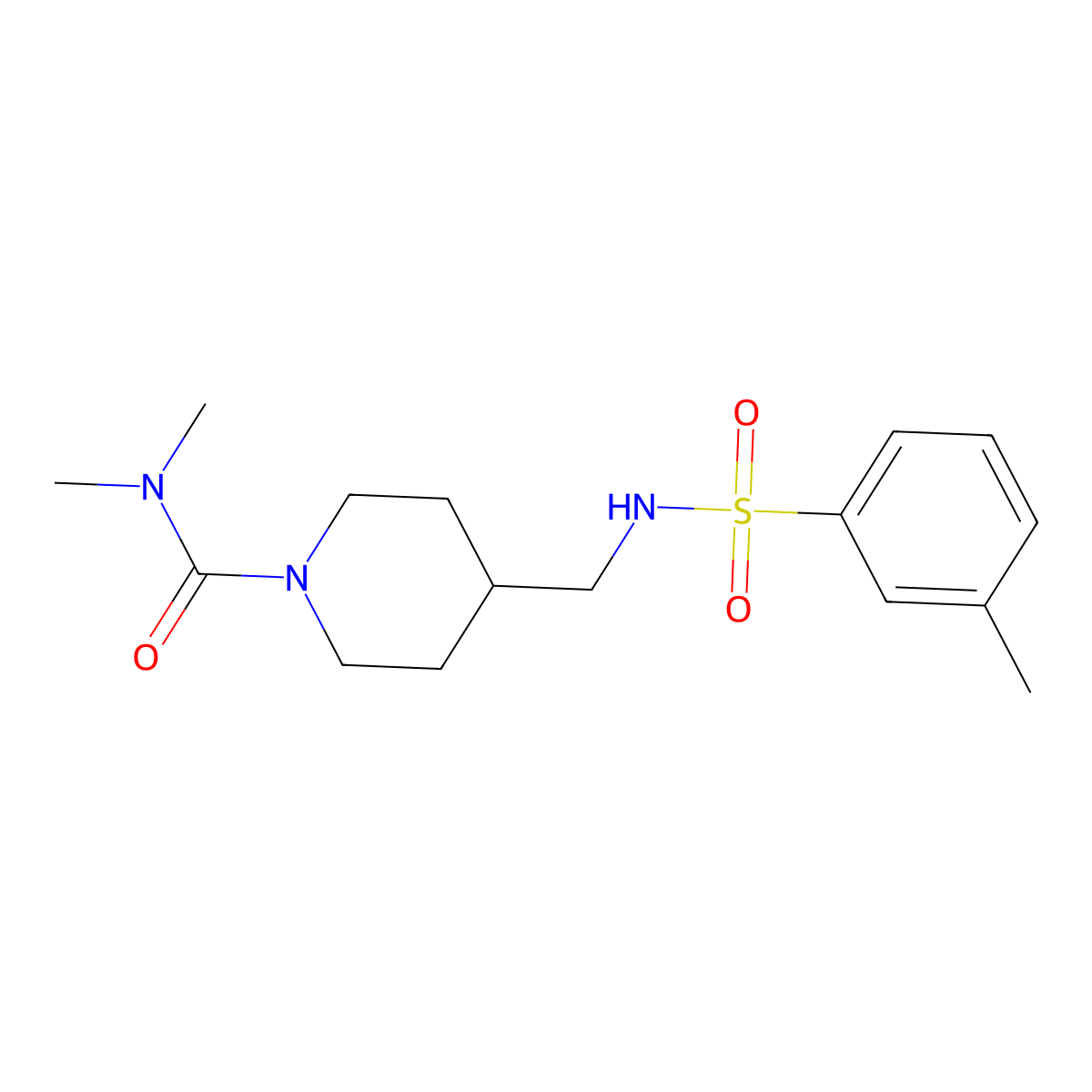 N,N-dimethyl-4-[(3-methylbenzenesulfonamido)methyl]piperidine-1-carboxamide molecular structure, CAS 2034377-41-6