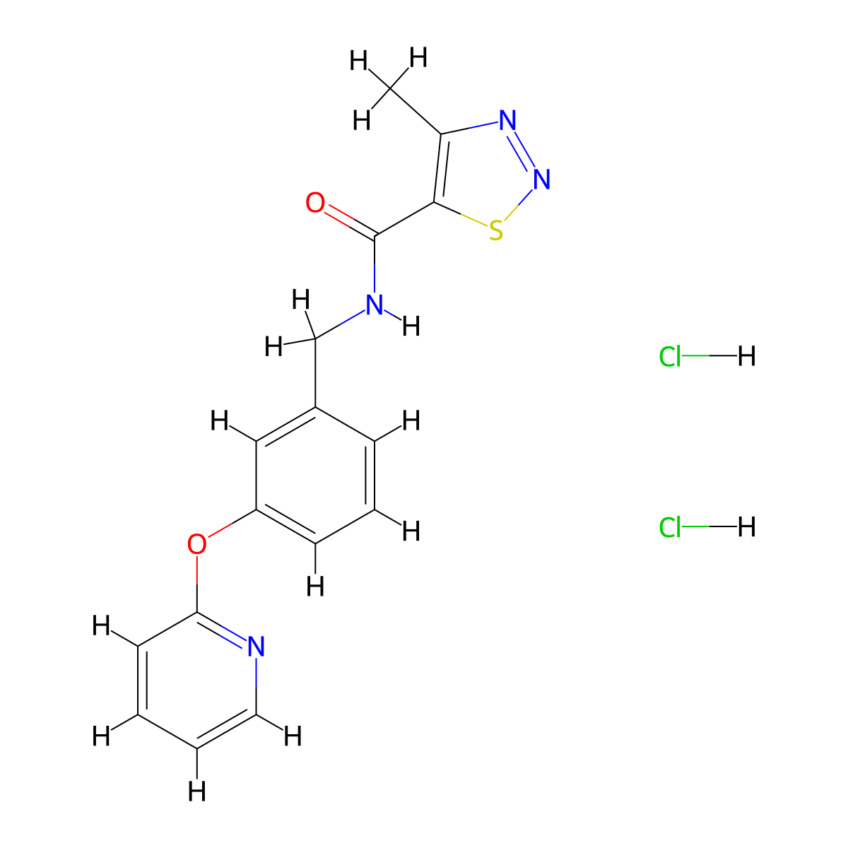 4-methyl-N-(3-(pyridin-2-yloxy)benzyl)-1,2,3-thiadiazole-5-carboxamide dihydrochloride molecular structure, CAS 2034377-43-8