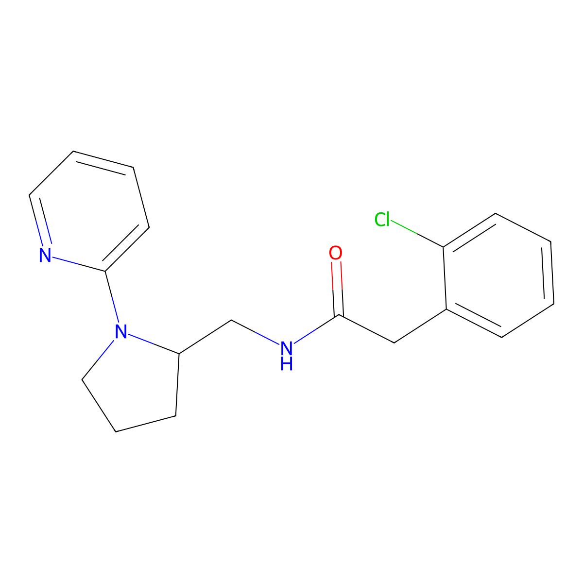 2-(2-chlorophenyl)-N-((1-(pyridin-2-yl)pyrrolidin-2-yl)methyl)acetamide molecular structure, CAS 2034377-46-1