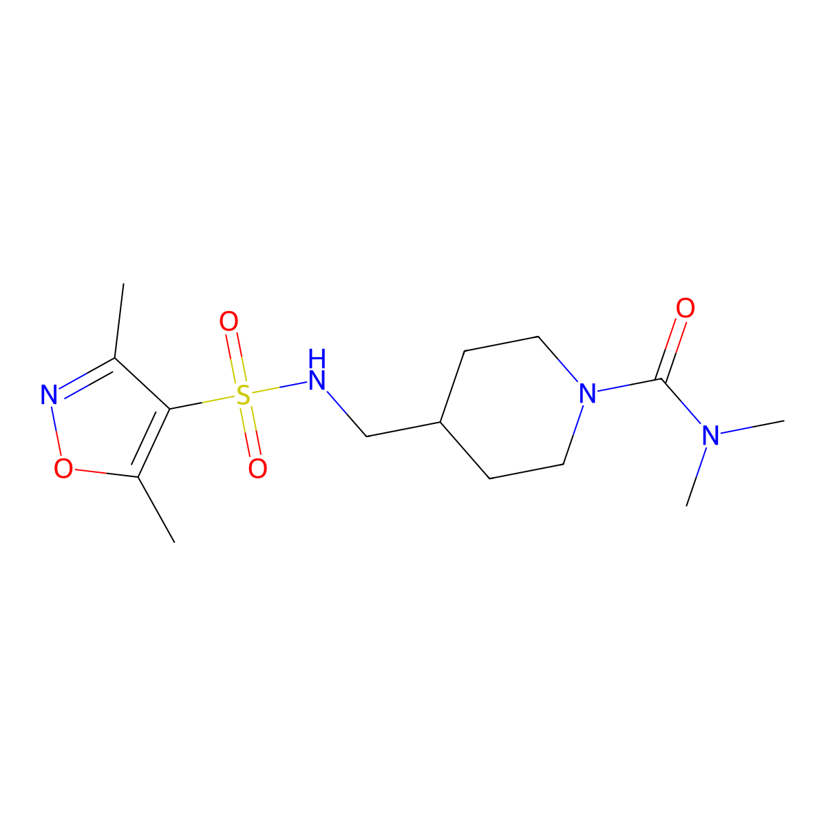 4-((3,5-dimethylisoxazole-4-sulfonamido)methyl)-N,N-dimethylpiperidine-1-carboxamide molecular structure, CAS 2034377-53-0