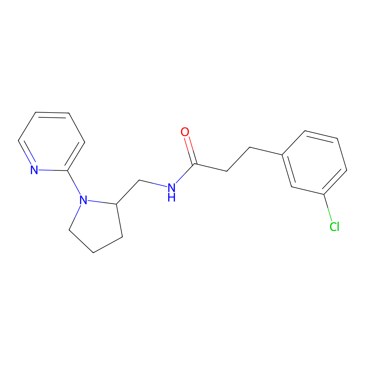3-(3-chlorophenyl)-N-{[1-(pyridin-2-yl)pyrrolidin-2-yl]methyl}propanamide molecular structure, CAS 2034377-54-1