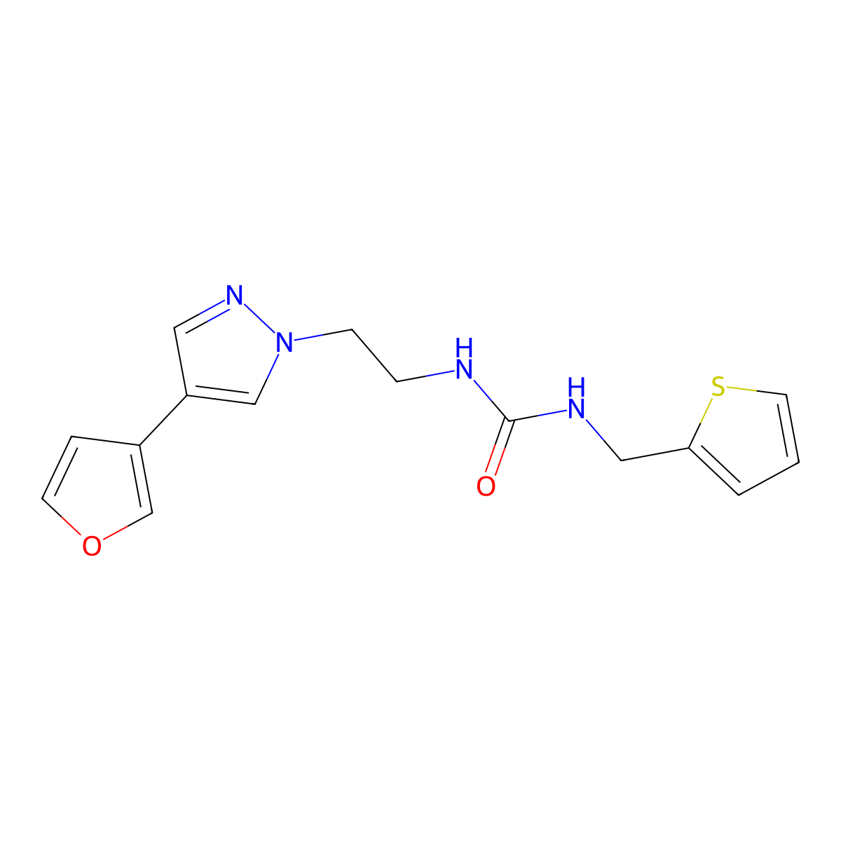 1-(2-(4-(furan-3-yl)-1H-pyrazol-1-yl)ethyl)-3-(thiophen-2-ylmethyl)urea molecular structure, CAS 2034377-55-2