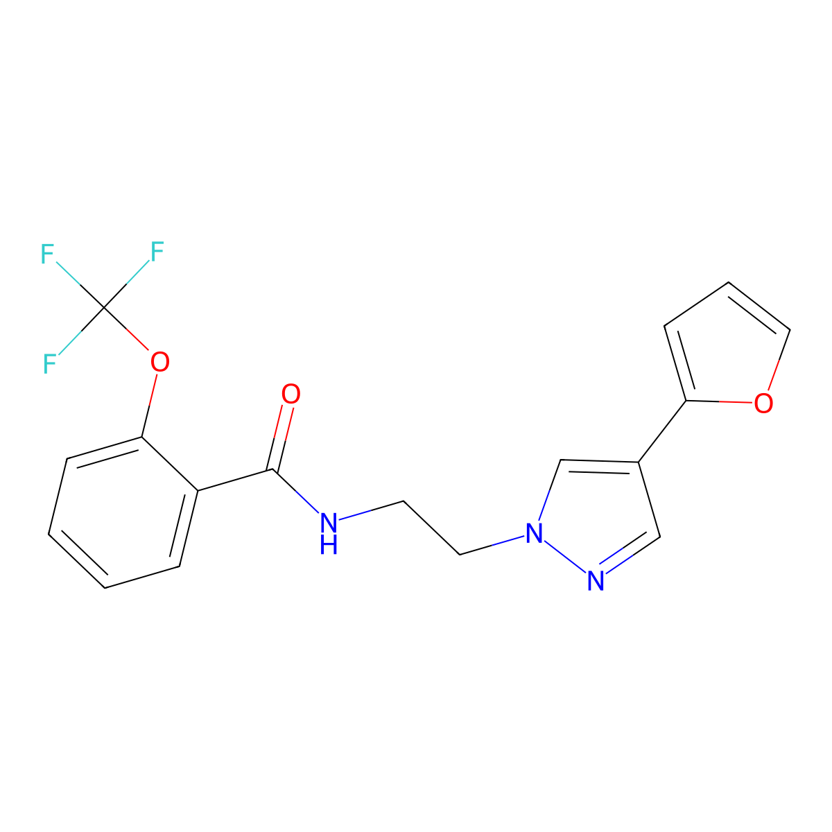N-(2-(4-(furan-2-yl)-1H-pyrazol-1-yl)ethyl)-2-(trifluoromethoxy)benzamide molecular structure, CAS 2034377-62-1