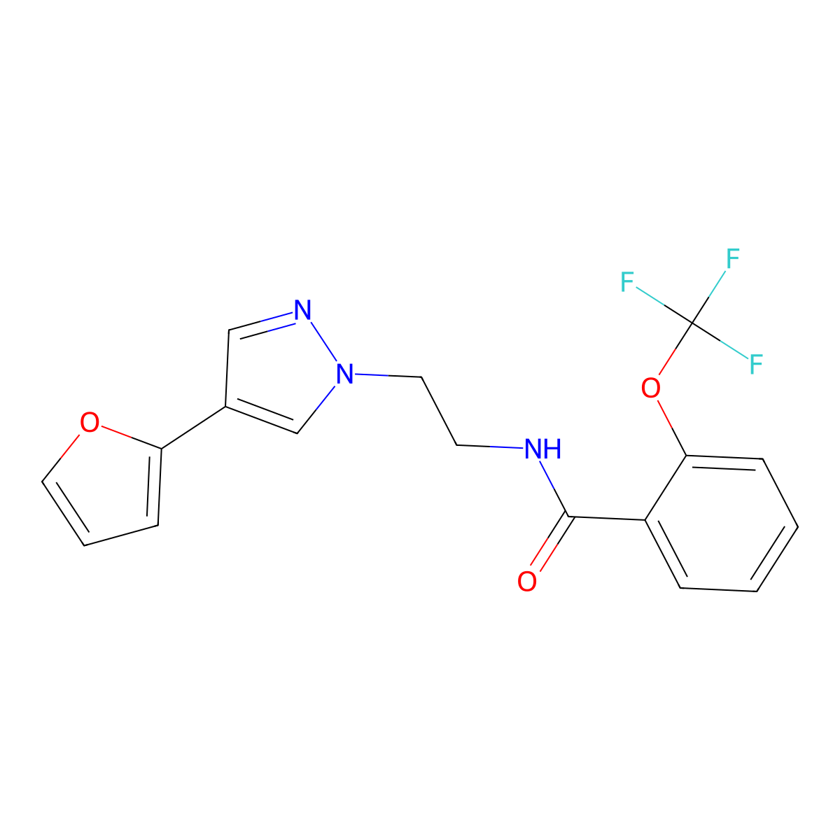 N-(2-(4-(furan-2-yl)-1H-pyrazol-1-yl)ethyl)-2-(trifluoromethoxy)benzamide molecular structure, CAS 2034377-62-1