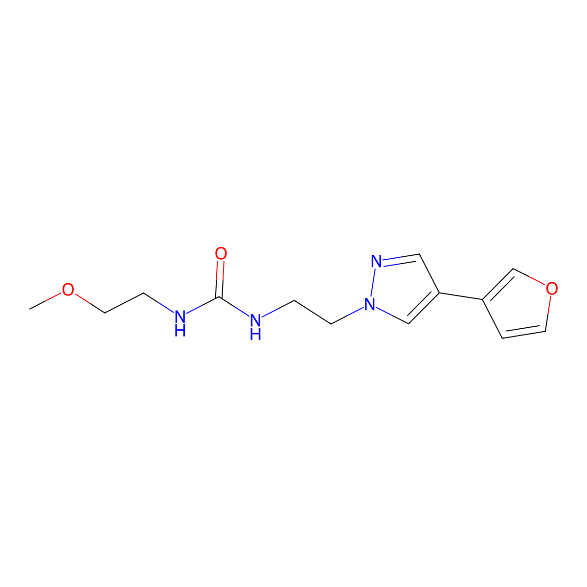 1-(2-(4-(furan-3-yl)-1H-pyrazol-1-yl)ethyl)-3-(2-methoxyethyl)urea molecular structure, CAS 2034377-67-6