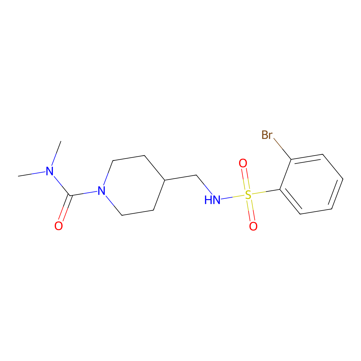 4-[(2-bromobenzenesulfonamido)methyl]-N,N-dimethylpiperidine-1-carboxamide molecular structure, CAS 2034377-76-7