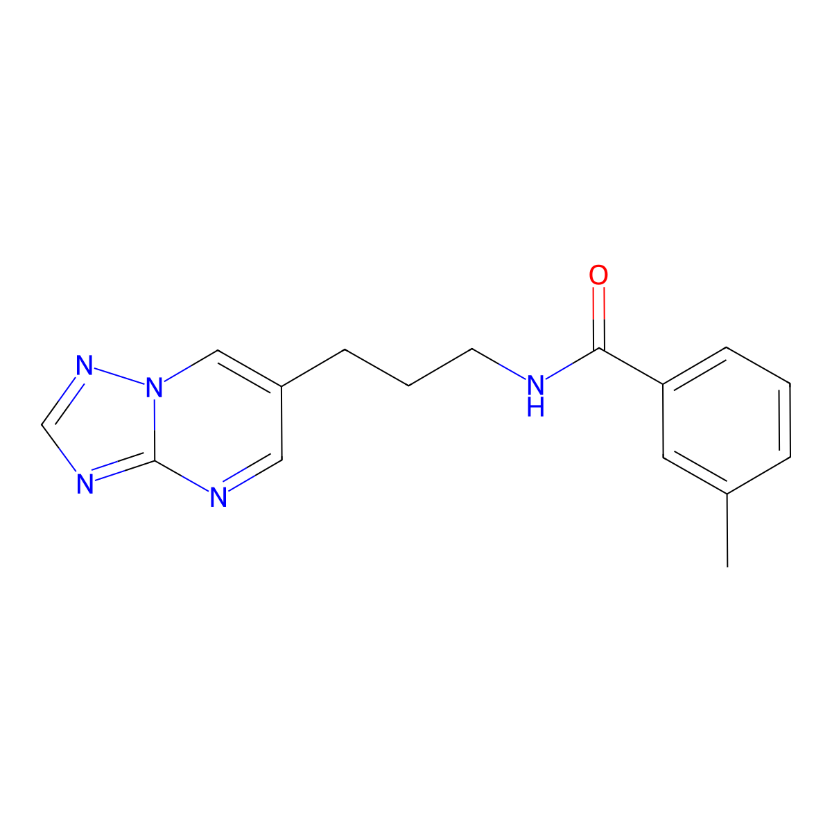 N-(3-([1,2,4]triazolo[1,5-a]pyrimidin-6-yl)propyl)-3-methylbenzamide molecular structure, CAS 2034377-80-3