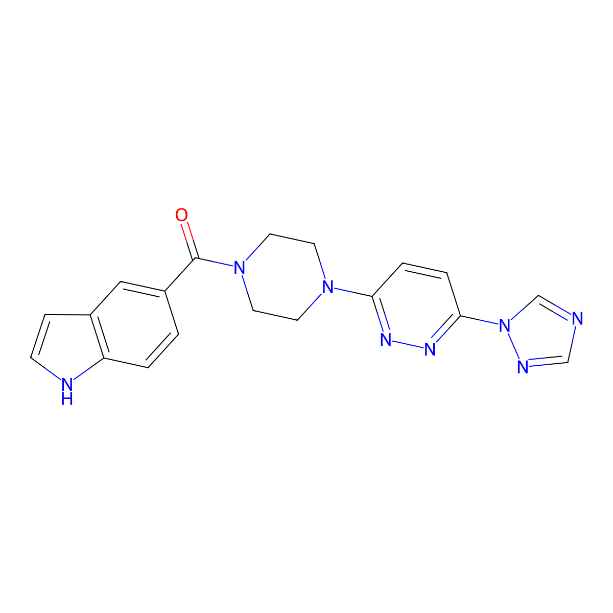 (4-(6-(1H-1,2,4-triazol-1-yl)pyridazin-3-yl)piperazin-1-yl)(1H-indol-5-yl)methanone molecular structure, CAS 2034377-81-4
