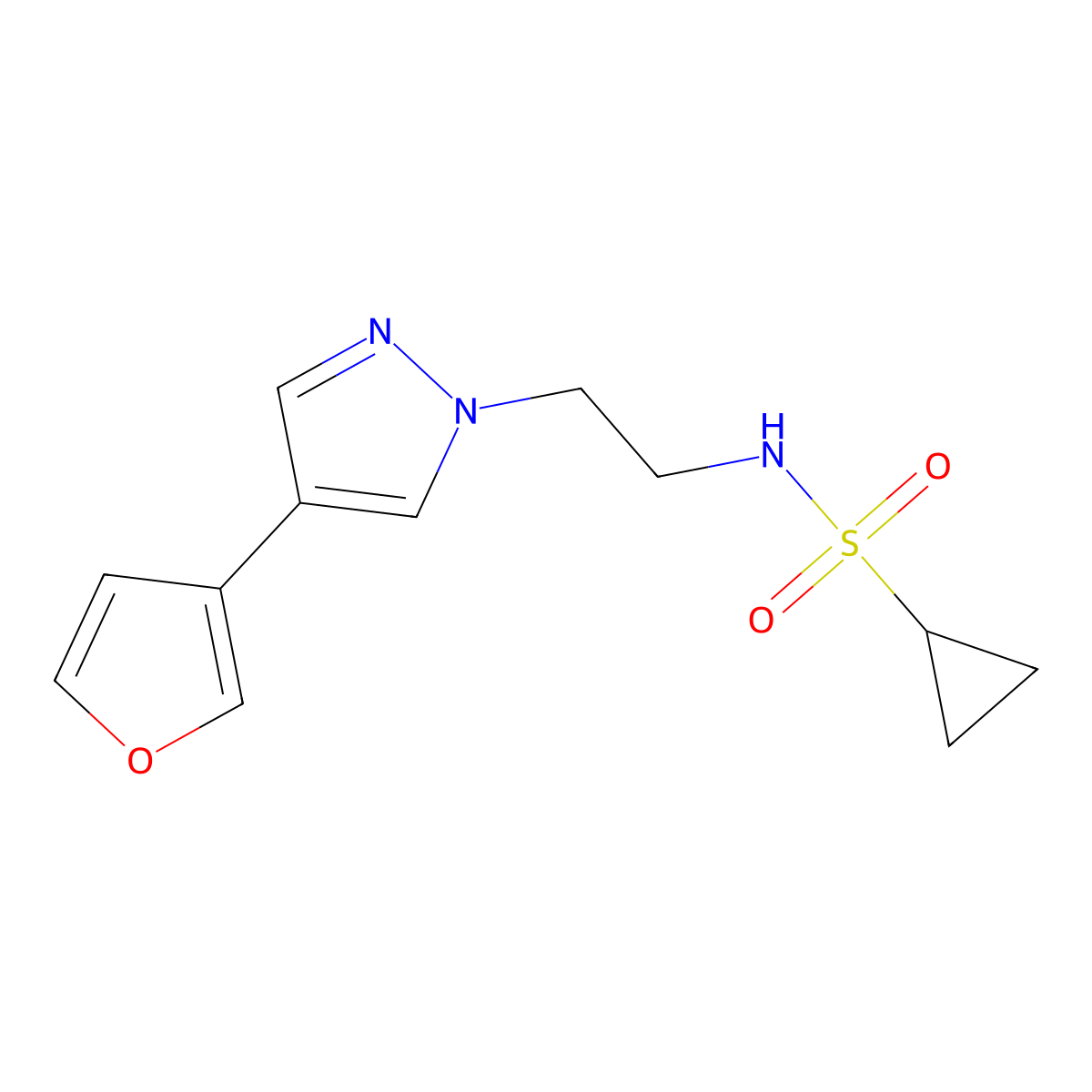 N-(2-(4-(furan-3-yl)-1H-pyrazol-1-yl)ethyl)cyclopropanesulfonamide molecular structure, CAS 2034377-83-6