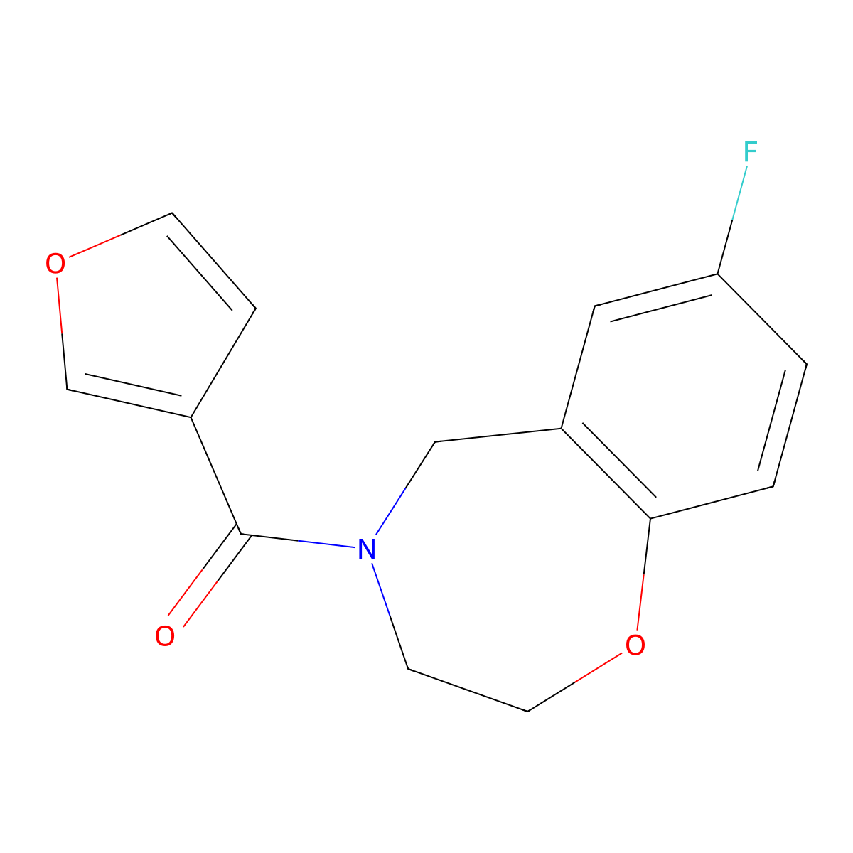 (7-fluoro-2,3-dihydrobenzo[f][1,4]oxazepin-4(5H)-yl)(furan-3-yl)methanone molecular structure, CAS 2034377-88-1