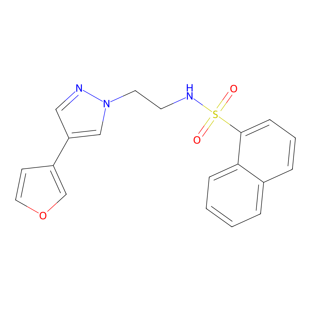 N-{2-[4-(furan-3-yl)-1H-pyrazol-1-yl]ethyl}naphthalene-1-sulfonamide molecular structure, CAS 2034377-92-7