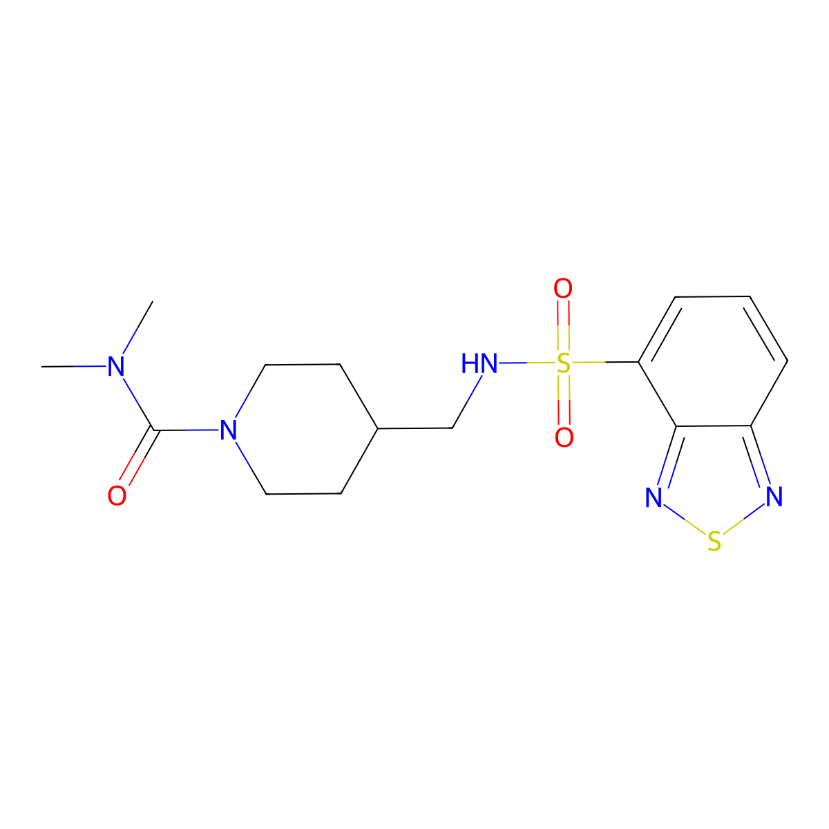 4-((benzo[c][1,2,5]thiadiazole-4-sulfonamido)methyl)-N,N-dimethylpiperidine-1-carboxamide molecular structure, CAS 2034377-95-0