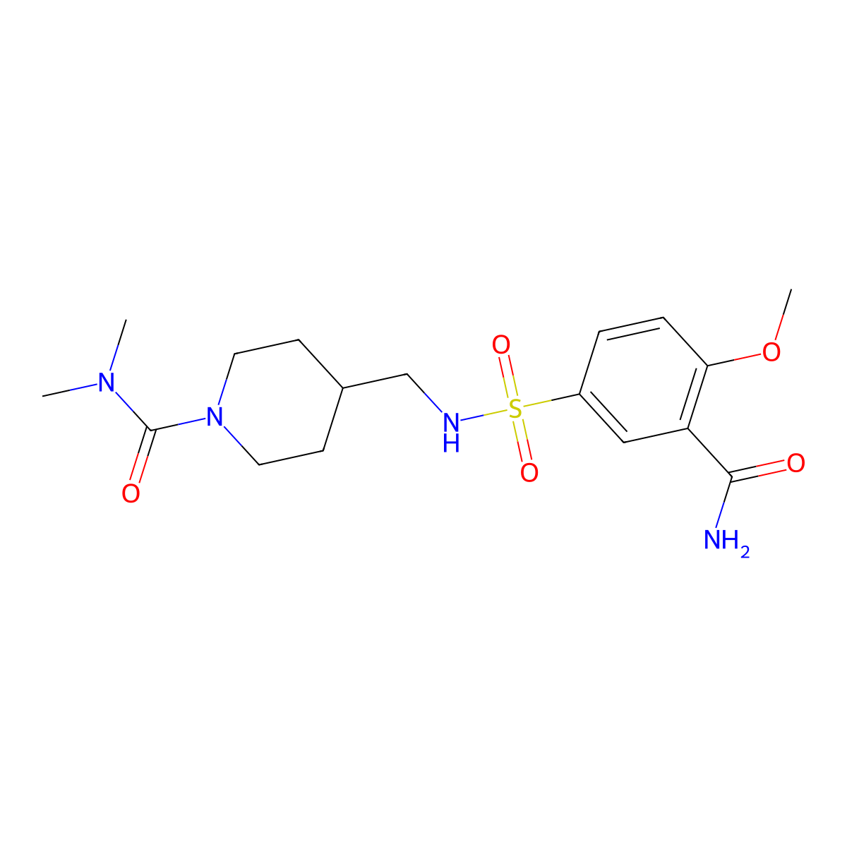 4-[(3-carbamoyl-4-methoxybenzenesulfonamido)methyl]-N,N-dimethylpiperidine-1-carboxamide molecular structure, CAS 2034378-00-0