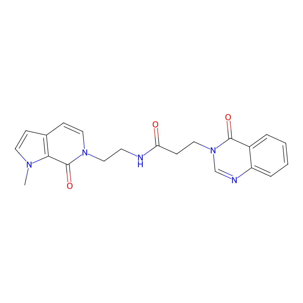 N-(2-(1-methyl-7-oxo-1H-pyrrolo[2,3-c]pyridin-6(7H)-yl)ethyl)-3-(4-oxoquinazolin-3(4H)-yl)propanamide molecular structure, CAS 2034378-01-1