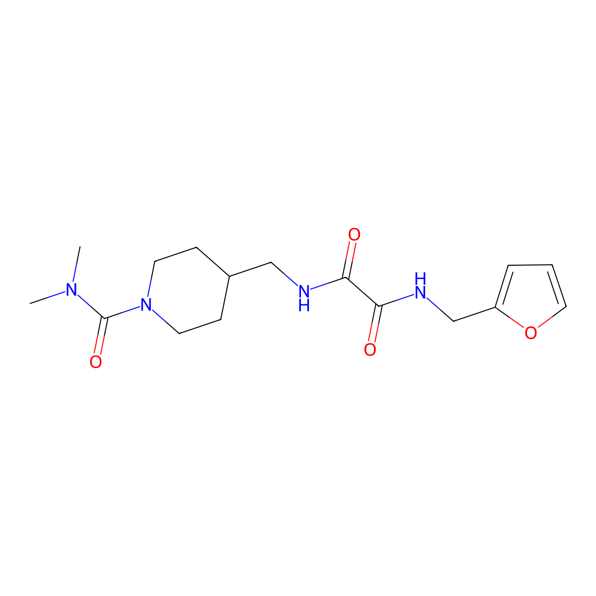 N1-((1-(dimethylcarbamoyl)piperidin-4-yl)methyl)-N2-(furan-2-ylmethyl)oxalamide molecular structure, CAS 2034378-11-3