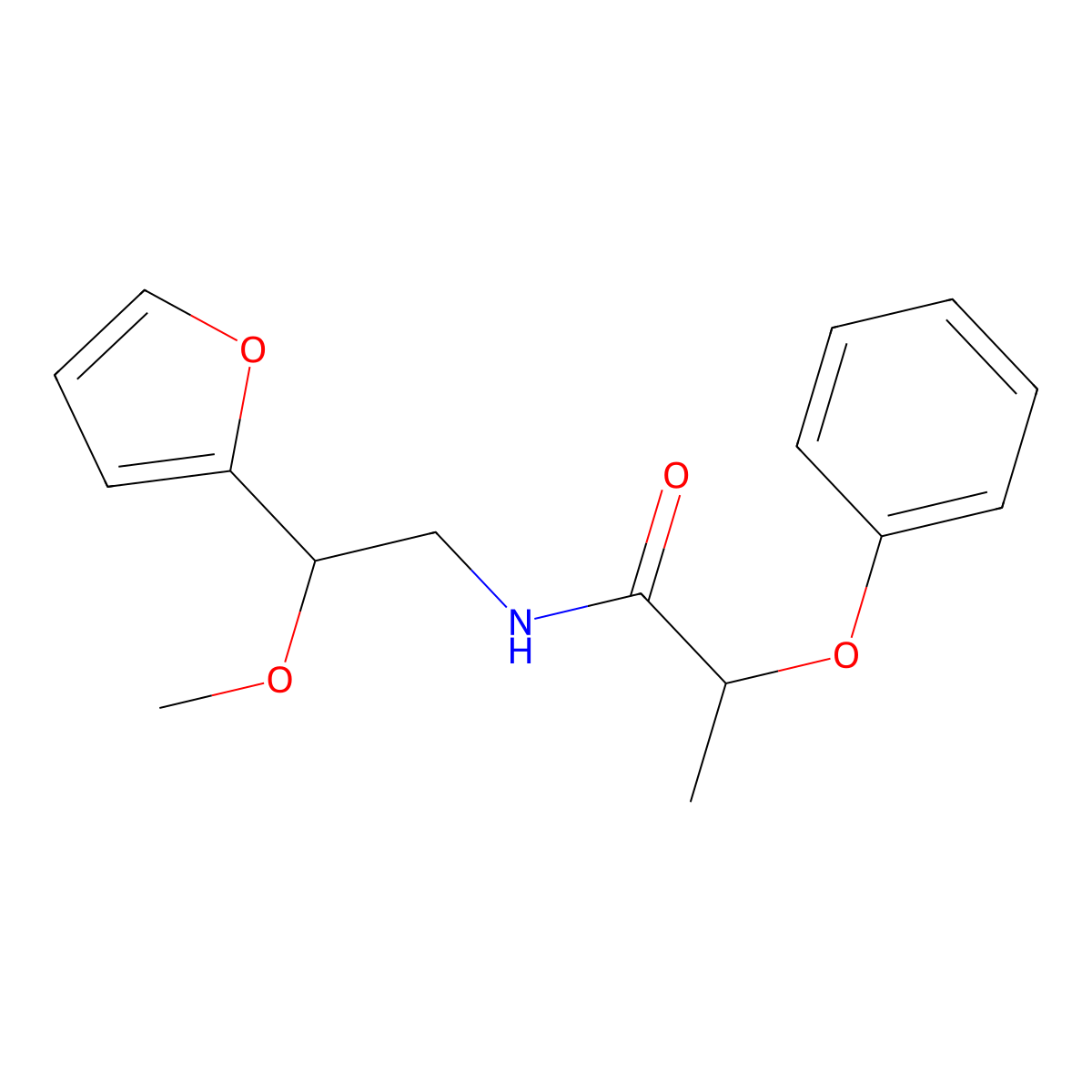N-[2-(furan-2-yl)-2-methoxyethyl]-2-phenoxypropanamide molecular structure, CAS 2034378-15-7