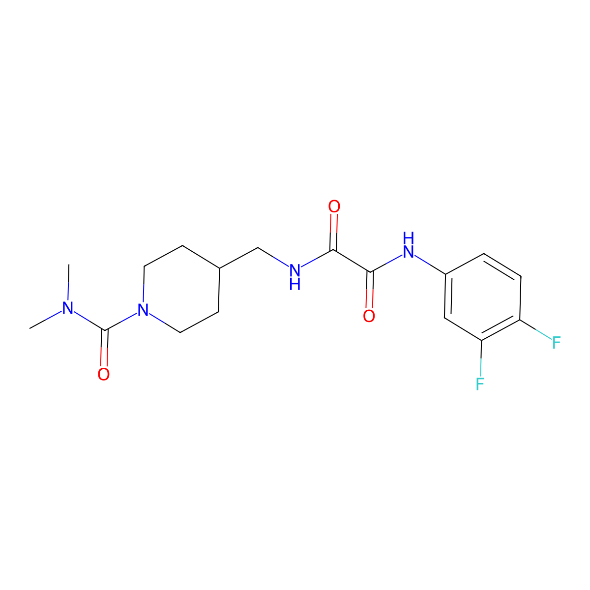 N1-(3,4-difluorophenyl)-N2-((1-(dimethylcarbamoyl)piperidin-4-yl)methyl)oxalamide molecular structure, CAS 2034378-17-9