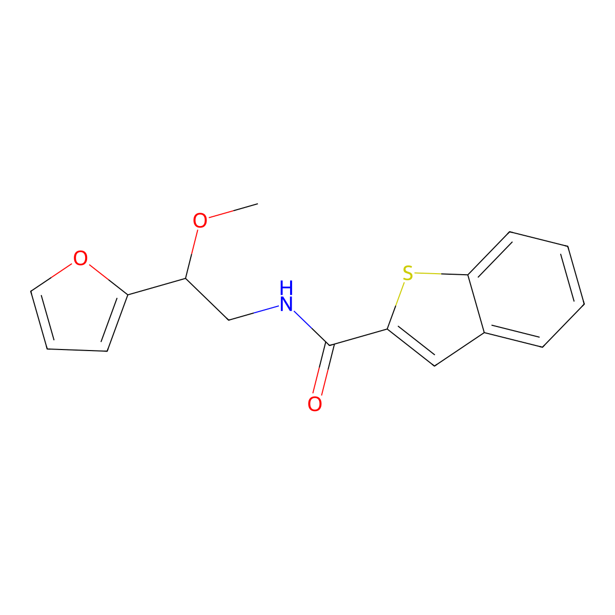 N-(2-(furan-2-yl)-2-methoxyethyl)benzo[b]thiophene-2-carboxamide molecular structure, CAS 2034378-21-5