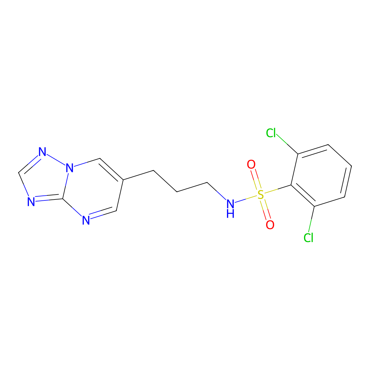 N-(3-([1,2,4]triazolo[1,5-a]pyrimidin-6-yl)propyl)-2,6-dichlorobenzenesulfonamide molecular structure, CAS 2034378-23-7