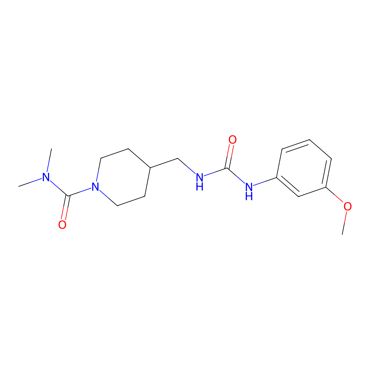 4-((3-(3-methoxyphenyl)ureido)methyl)-N,N-dimethylpiperidine-1-carboxamide molecular structure, CAS 2034378-24-8