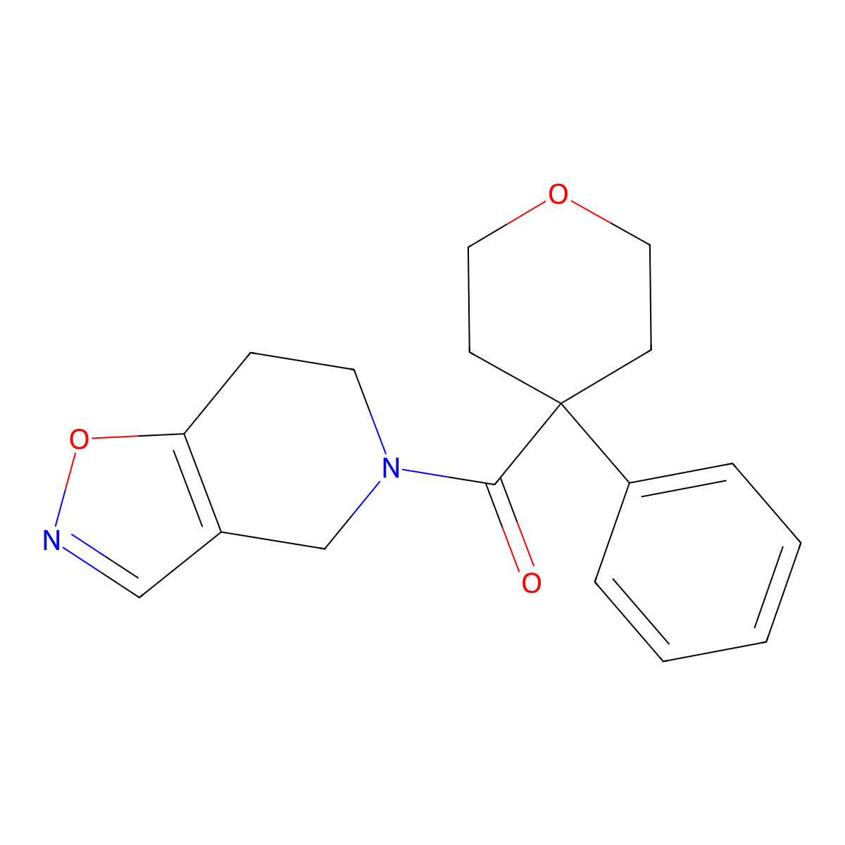 (6,7-dihydroisoxazolo[4,5-c]pyridin-5(4H)-yl)(4-phenyltetrahydro-2H-pyran-4-yl)methanone molecular structure, CAS 2034378-32-8