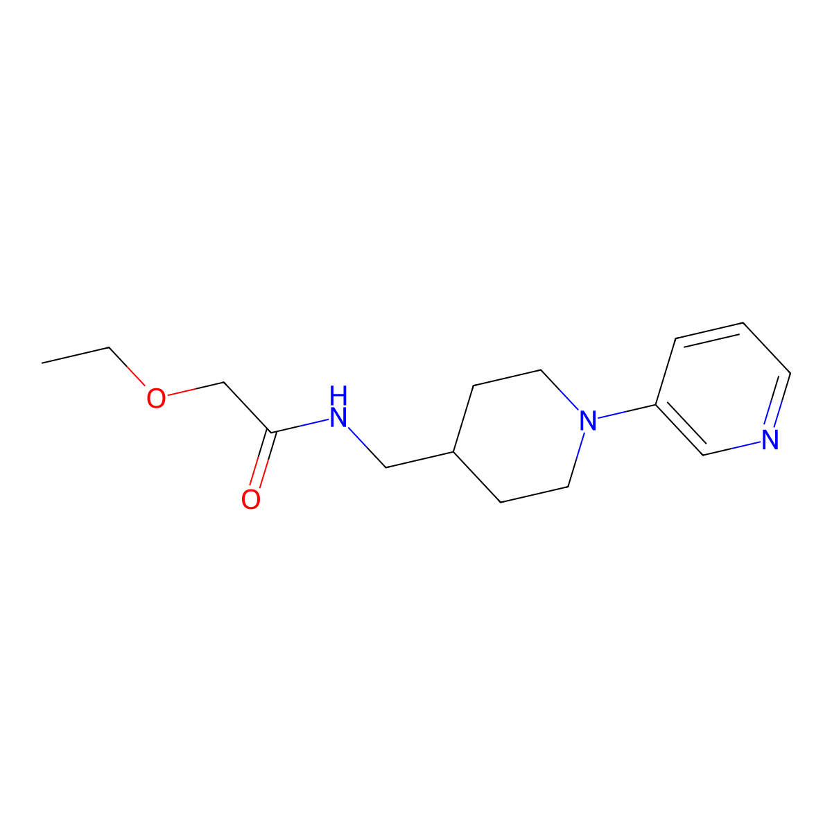 2-ethoxy-N-((1-(pyridin-3-yl)piperidin-4-yl)methyl)acetamide molecular structure, CAS 2034378-37-3