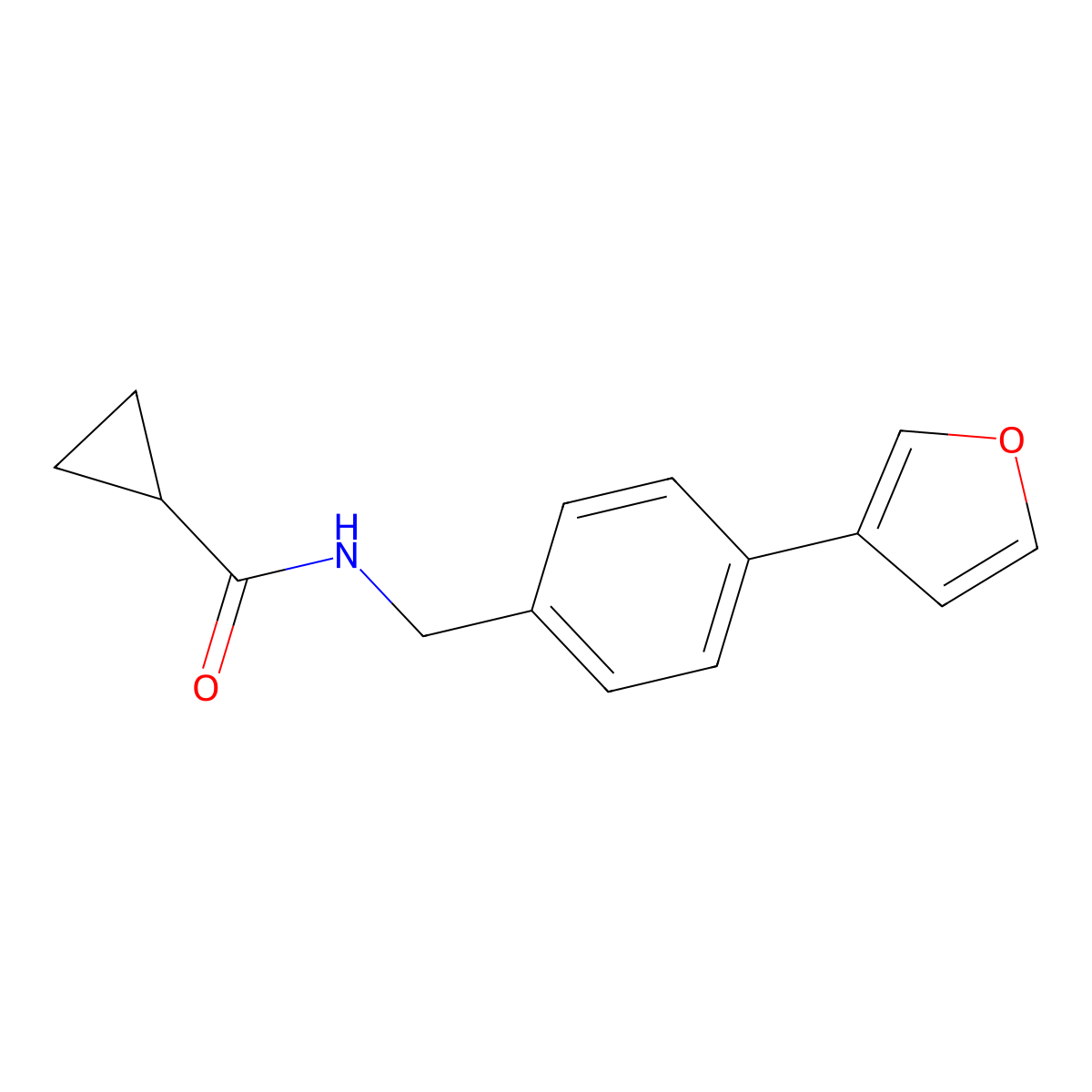 N-(4-(furan-3-yl)benzyl)cyclopropanecarboxamide molecular structure, CAS 2034378-38-4