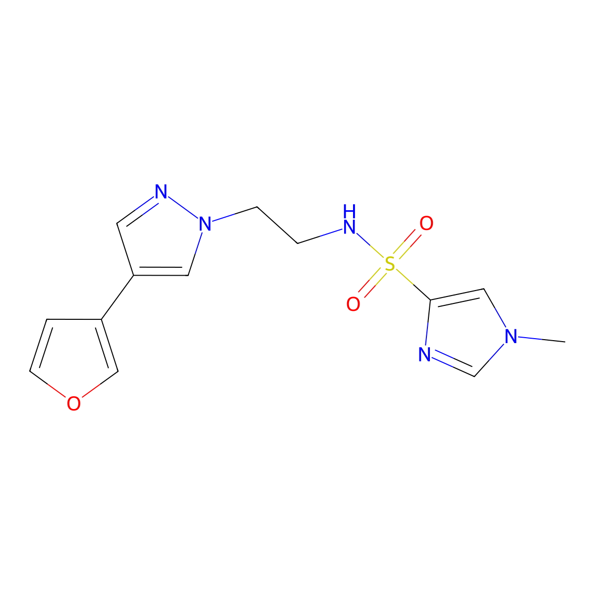 N-{2-[4-(furan-3-yl)-1H-pyrazol-1-yl]ethyl}-1-methyl-1H-imidazole-4-sulfonamide molecular structure, CAS 2034378-41-9