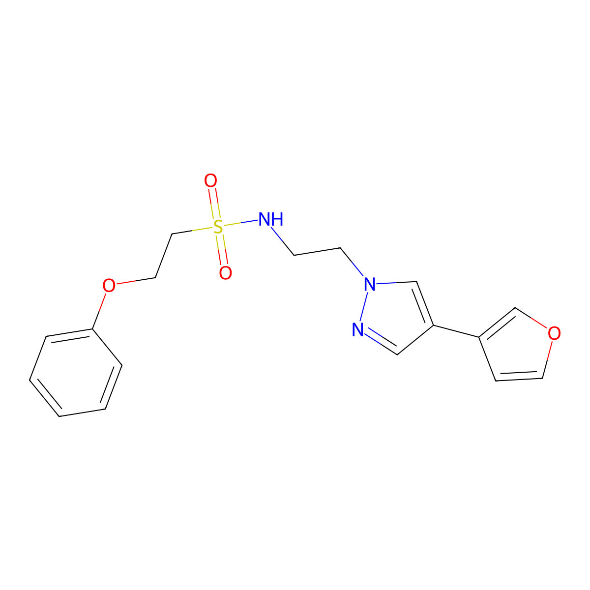 N-(2-(4-(furan-3-yl)-1H-pyrazol-1-yl)ethyl)-2-phenoxyethanesulfonamide molecular structure, CAS 2034378-45-3