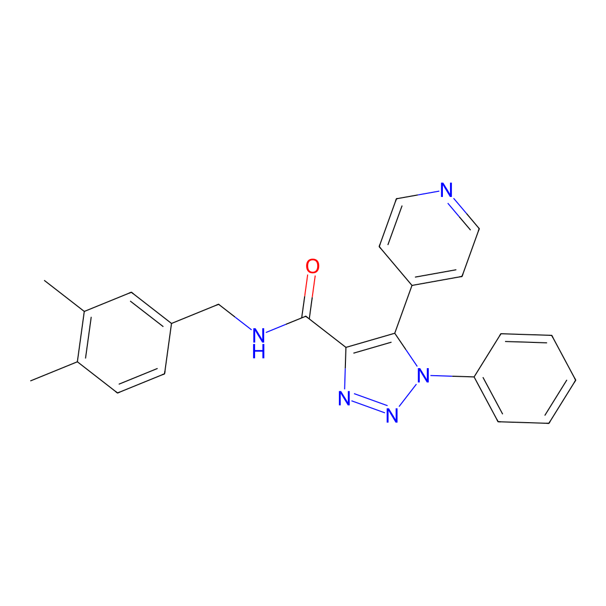 N-(3,4-dimethylbenzyl)-1-phenyl-5-(pyridin-4-yl)-1H-1,2,3-triazole-4-carboxamide molecular structure, CAS 2034378-47-5
