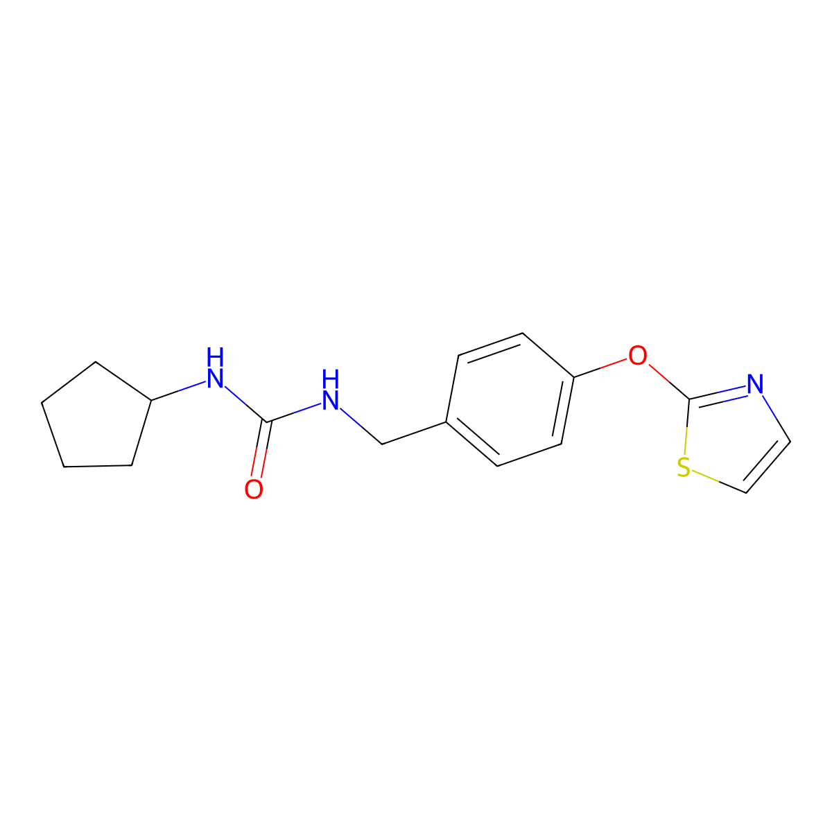 1-Cyclopentyl-3-(4-(thiazol-2-yloxy)benzyl)urea molecular structure, CAS 2034378-48-6