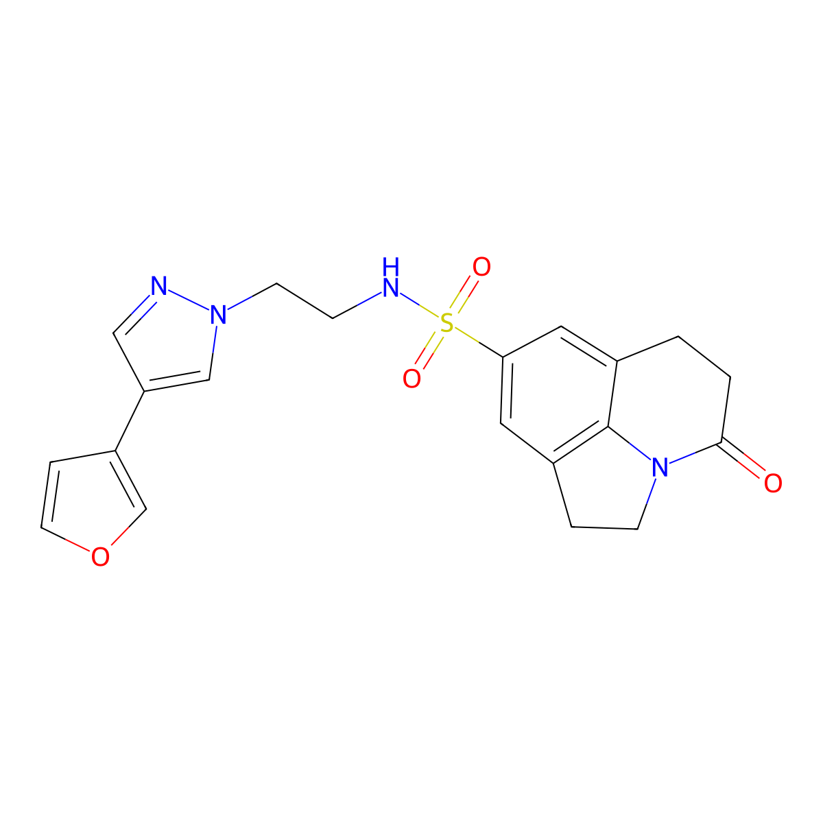 N-{2-[4-(furan-3-yl)-1H-pyrazol-1-yl]ethyl}-11-oxo-1-azatricyclo[6.3.1.0^{4,12}]dodeca-4(12),5,7-triene-6-sulfonamide molecular structure, CAS 2034378-51-1