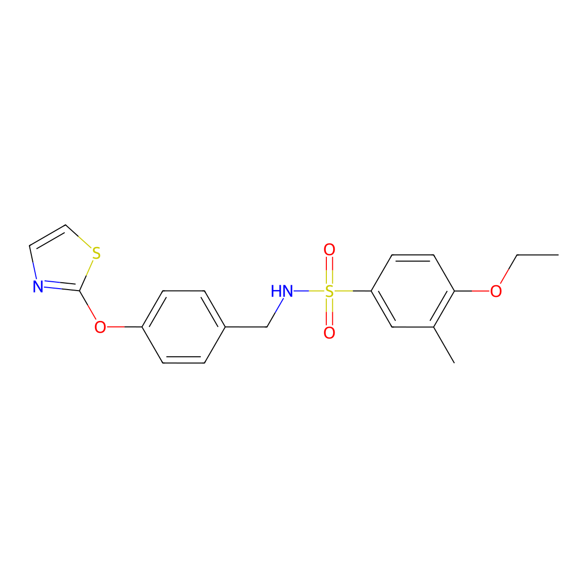 4-ethoxy-3-methyl-N-(4-(thiazol-2-yloxy)benzyl)benzenesulfonamide molecular structure, CAS 2034378-52-2