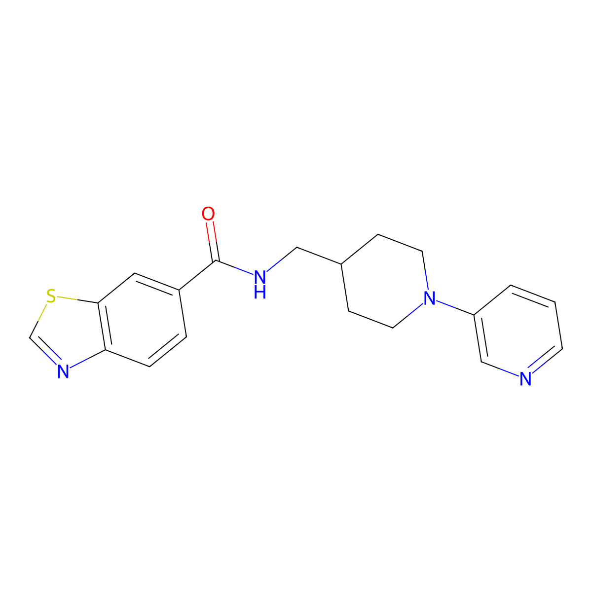 N-((1-(pyridin-3-yl)piperidin-4-yl)methyl)benzo[d]thiazole-6-carboxamide molecular structure, CAS 2034378-54-4