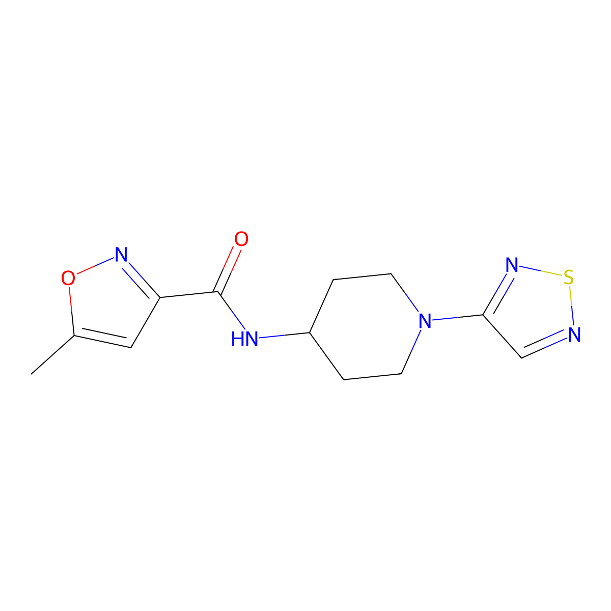 N-(1-(1,2,5-thiadiazol-3-yl)piperidin-4-yl)-5-methylisoxazole-3-carboxamide molecular structure, CAS 2034378-57-7