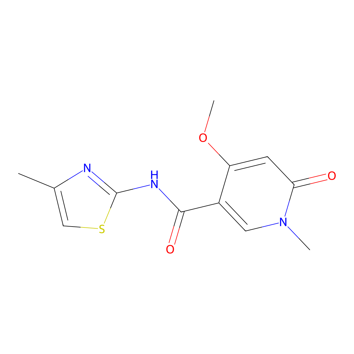 4-methoxy-1-methyl-N-(4-methylthiazol-2-yl)-6-oxo-1,6-dihydropyridine-3-carboxamide molecular structure, CAS 2034378-59-9