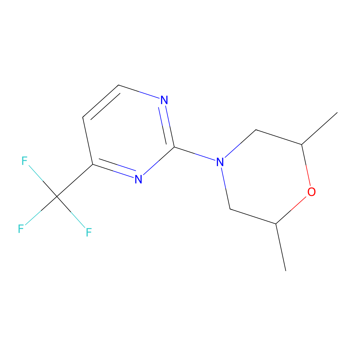 2,6-Dimethyl-4-[4-(trifluoromethyl)pyrimidin-2-yl]morpholine molecular structure, CAS 2034378-61-3